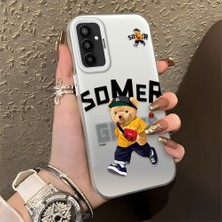 Ucuc Samsung Galaxy F23 Uyumlu Sert Akrilik Arka Silikon Kenar Lens Koruma Şık Baskı Kılıf