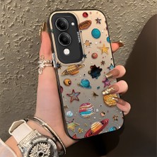 Ucuc Vivo Y19S Gt Uyumlu Sert Akrilik Arka Silikon Kenar Lens Koruma Şık Baskı Kılıf