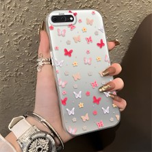Ucuc iPhone 7 Plus/8 Plus Uyumlu Sert Akrilik Arka Silikon Kenar Lens Koruma Şık Baskı Kılıf