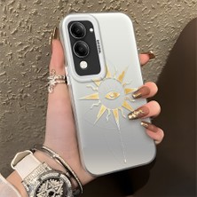 Ucuc Vivo Y04 Uyumlu Sert Akrilik Arka Silikon Kenar Lens Koruma Şık Baskı Kılıf