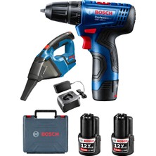 Bosch Gsr 120 Li 2 Ah Çift Bataryalı Vidalama ve Gas 12 Şarjlı Araç Süpürgesi