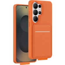 Keephone Samsung Galaxy S26 Ultra Kılıf Kendisiyle Bütün Cüzdanlı Suedea Kartvizitli Standlı Kapak - Turuncu