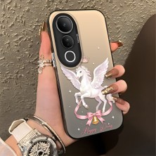 Ucuc Vivo V50 Lite 4g/5g Uyumlu Sert Akrilik Arka Silikon Kenar Lens Koruma Şık Baskı Kılıf