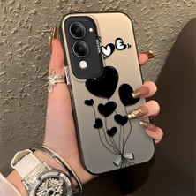 Ucuc Vivo Y04 Uyumlu Sert Akrilik Arka Silikon Kenar Lens Koruma Şık Baskı Kılıf