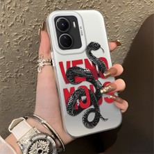Ucuc Vivo Y16/Y02S/Y56 Uyumlu Sert Akrilik Arka Silikon Kenar Lens Koruma Şık Baskı Kılıf