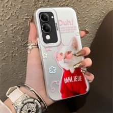 Ucuc Vivo Y04 Uyumlu Sert Akrilik Arka Silikon Kenar Lens Koruma Şık Baskı Kılıf