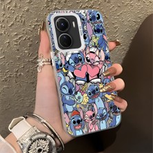 Ucuc Vivo Y02S Uyumlu Sert Akrilik Arka Silikon Kenar Lens Koruma Şık Baskı Kılıf
