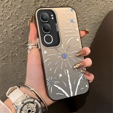 Ucuc Vivo Y19S 4G/Y19S Pro Uyumlu Sert Akrilik Arka Silikon Kenar Lens Koruma Şık Baskı Kılıf