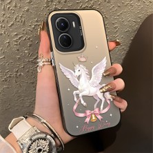 Ucuc Vivo Y02S Uyumlu Sert Akrilik Arka Silikon Kenar Lens Koruma Şık Baskı Kılıf