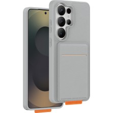 Keephone Samsung Galaxy S26 Ultra Kılıf Kendisiyle Bütün Cüzdanlı Suedea Kartvizitli Standlı Kapak - Gri