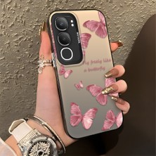 Ucuc Vivo Y19S 4G/Y19S Pro Uyumlu Sert Akrilik Arka Silikon Kenar Lens Koruma Şık Baskı Kılıf