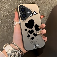 Ucuc iPhone 16 Plus Uyumlu Sert Akrilik Arka Silikon Kenar Lens Koruma Şık Baskı Kılıf