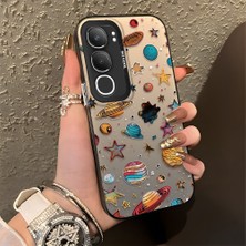 Ucuc Vivo Y19S 4G/Y19S Pro Uyumlu Sert Akrilik Arka Silikon Kenar Lens Koruma Şık Baskı Kılıf