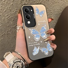 Ucuc Vivo Y04 Uyumlu Sert Akrilik Arka Silikon Kenar Lens Koruma Şık Baskı Kılıf