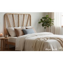 Lessio Home Alaçatı Rattan Bambu Yatak Başlığı 160 cm – El Yapımı Doğal Hasır Bohem Karyola Başucu