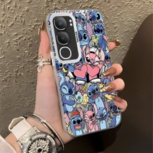 Ucuc Vivo Y19S 4G/Y19S Pro Uyumlu Sert Akrilik Arka Silikon Kenar Lens Koruma Şık Baskı Kılıf