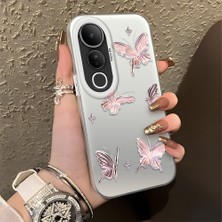 Ucuc Vivo V50 Lite 4g/5g Uyumlu Sert Akrilik Arka Silikon Kenar Lens Koruma Şık Baskı Kılıf