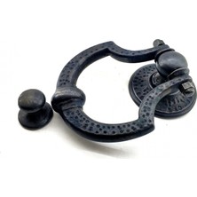 Savarga Antika Tarz Dekoratif Pirinç Dövme Kapı Tokmağı, Taktak - 150X105 Mm, Oksit