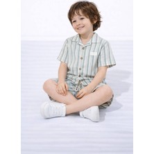 Cg Kids Keten Çizgi Desenli Kaliteli Kumaş Erkek Çocuk Alt Üst Takım