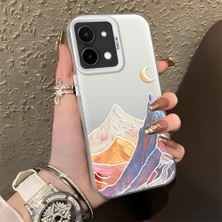 Ucuc Vivo Y28 4g Uyumlu Sert Akrilik Arka Silikon Kenar Lens Koruma Şık Baskı Kılıf