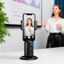 CoverZone Aı Pan Tilt Kamera Telefon Tutucu Yaka Mikrofonlu, 360° Dönebilen Yüz Takipli Akıllı Tripod Stand, Gesture Control El Hareketi Kontrol, Gürültü Azaltma Özellikli Ios Android Uyumlu | JH06