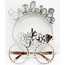 Savarga Bride To Be Yazılı Taç ve Bride To Be Yazılı Gözlük Seti Gümüş Renk