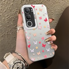 Ucuc Vivo Y19S 4G/Y19S Pro Uyumlu Sert Akrilik Arka Silikon Kenar Lens Koruma Şık Baskı Kılıf