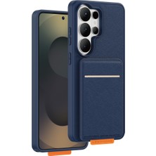 Keephone Samsung Galaxy S26 Ultra Kılıf Kendisiyle Bütün Cüzdanlı Suedea Kartvizitli Standlı Kapak - Lacivert