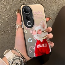 Ucuc Vivo V50 Lite 4g/5g Uyumlu Sert Akrilik Arka Silikon Kenar Lens Koruma Şık Baskı Kılıf
