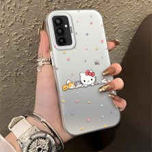 Ucuc Samsung Galaxy F23 Uyumlu Sert Akrilik Arka Silikon Kenar Lens Koruma Şık Baskı Kılıf