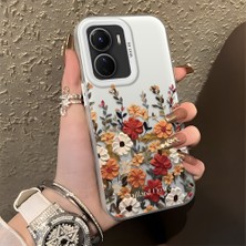 Ucuc Vivo Y16/Y02S/Y56 Uyumlu Sert Akrilik Arka Silikon Kenar Lens Koruma Şık Baskı Kılıf