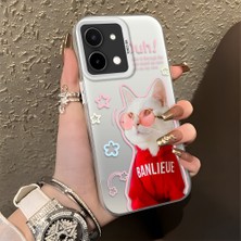 Ucuc Vivo Y28 4g Uyumlu Sert Akrilik Arka Silikon Kenar Lens Koruma Şık Baskı Kılıf