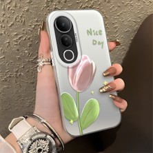 Ucuc Vivo V50 Lite 4g/5g Uyumlu Sert Akrilik Arka Silikon Kenar Lens Koruma Şık Baskı Kılıf