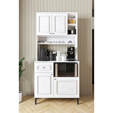 Ases Mobilya ASL251 Kahve Köşesi Çok Amaçlı Dolap 1 Çekmece 4 Kapak Özel Çıtalı Model