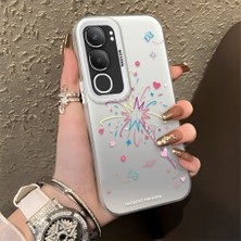 Ucuc Vivo Y19S 4G/Y19S Pro Uyumlu Sert Akrilik Arka Silikon Kenar Lens Koruma Şık Baskı Kılıf