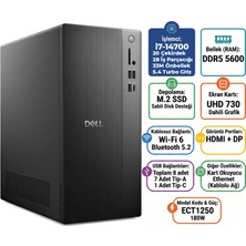 Dell Tower Intel Core I7-14700 48GB 1tb SSD Freedos Masaüstü Bilgisayar ECT1250_RPLSR007_U 005