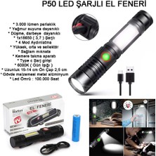 Savarga Geniş Açılı P50 LED Şarjlı El Feneri WT-601