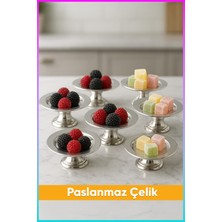 Aksesuar Evreni Duli 6 Parça Şekerlik Lokumluk Gümüş Ayaklı Sunum Tabağı Sofra Takımı Ikram Misafir Servis