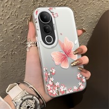 Ucuc Vivo V50 Lite 4g/5g Uyumlu Sert Akrilik Arka Silikon Kenar Lens Koruma Şık Baskı Kılıf