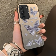 Ucuc Samsung Galaxy S22 Uyumlu Sert Akrilik Arka Silikon Kenar Lens Koruma Şık Baskı Kılıf