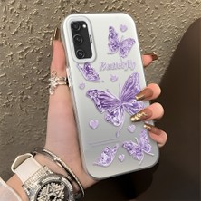 Ucuc Samsung Galaxy S20 Fe 4g/5g Uyumlu Sert Akrilik Arka Silikon Kenar Lens Koruma Şık Baskı Kılıf