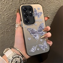 Ucuc Samsung Galaxy S25 Ultra Uyumlu Sert Akrilik Arka Silikon Kenar Lens Koruma Şık Baskı Kılıf