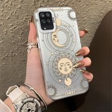 Ucuc Samsung Galaxy A12/M12 Uyumlu Sert Akrilik Arka Silikon Kenar Lens Koruma Şık Baskı Kılıf