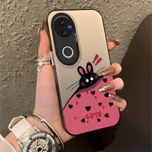 Ucuc Vivo V50 Uyumlu Sert Akrilik Arka Silikon Kenar Lens Koruma Şık Baskı Kılıf