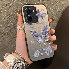 Ucuc Vivo Y16/Y02S/Y56 Uyumlu Sert Akrilik Arka Silikon Kenar Lens Koruma Şık Baskı Kılıf