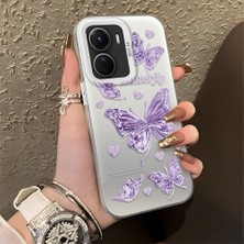 Ucuc Vivo Y16/Y02S/Y56 Uyumlu Sert Akrilik Arka Silikon Kenar Lens Koruma Şık Baskı Kılıf