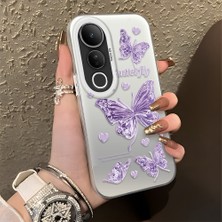 Ucuc Vivo V50 Lite 4g/5g Uyumlu Sert Akrilik Arka Silikon Kenar Lens Koruma Şık Baskı Kılıf