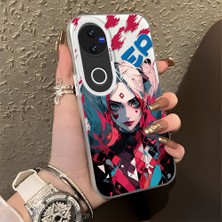 Ucuc Vivo V50 Uyumlu Sert Akrilik Arka Silikon Kenar Lens Koruma Şık Baskı Kılıf