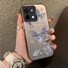 Ucuc Vivo Y28 4g Uyumlu Sert Akrilik Arka Silikon Kenar Lens Koruma Şık Baskı Kılıf