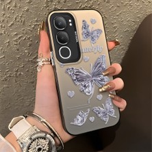 Ucuc Vivo Y19S 4G/Y19S Pro Uyumlu Sert Akrilik Arka Silikon Kenar Lens Koruma Şık Baskı Kılıf